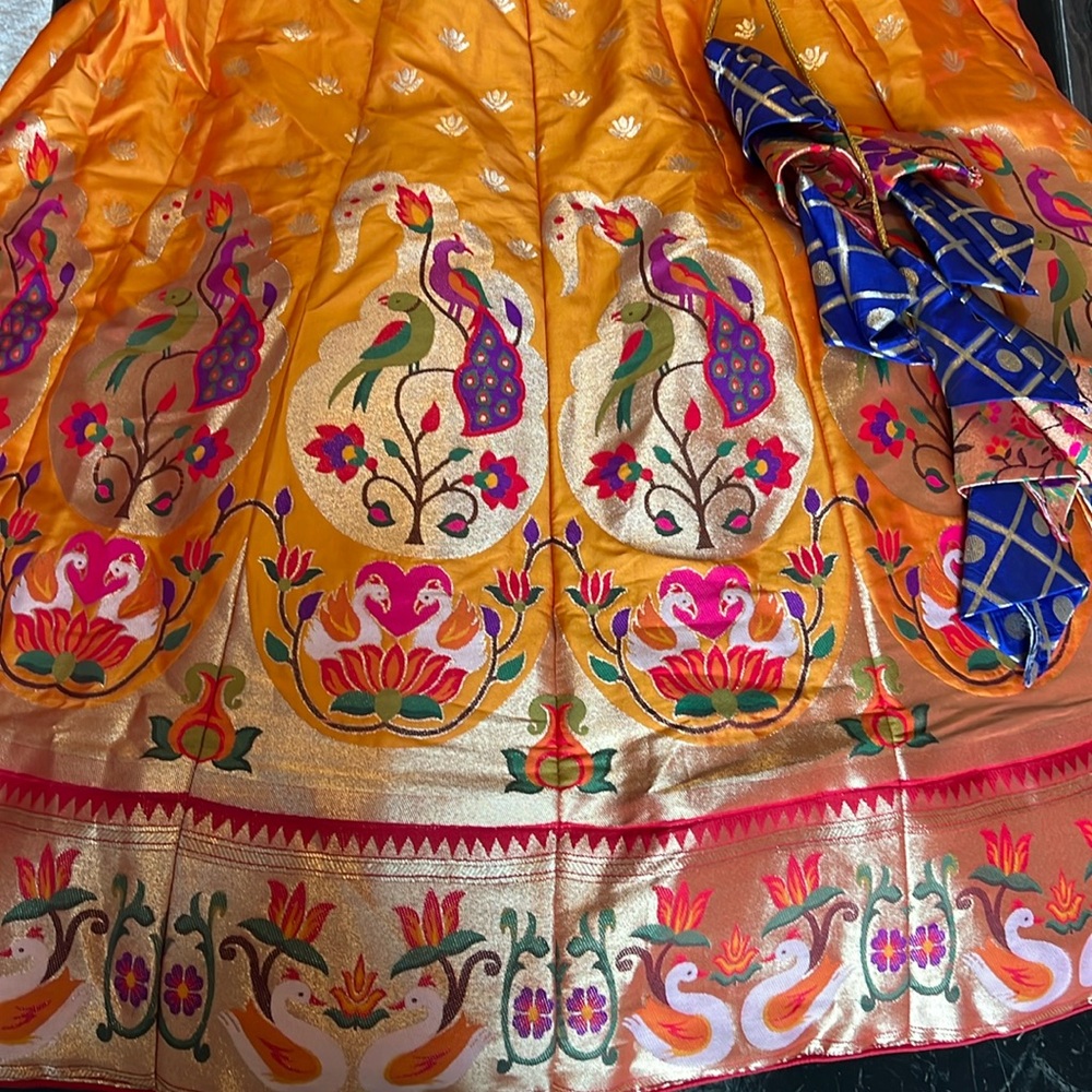 Full flare paithani silk lengha